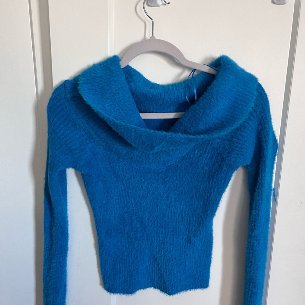 Blue Fuzzy Women's Sweater